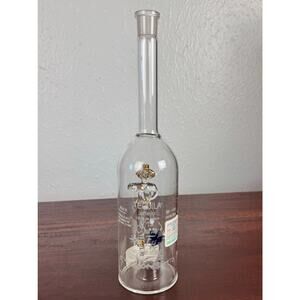 Mexican Tequila Bottle with Blown Glass Figurine 2010s Barware Decor